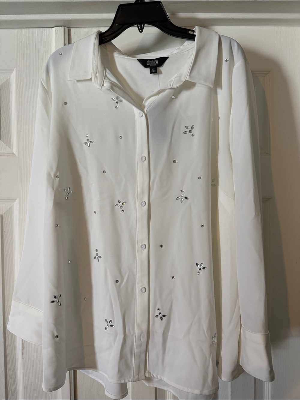 Investments White Embellished Button-Down Shirt